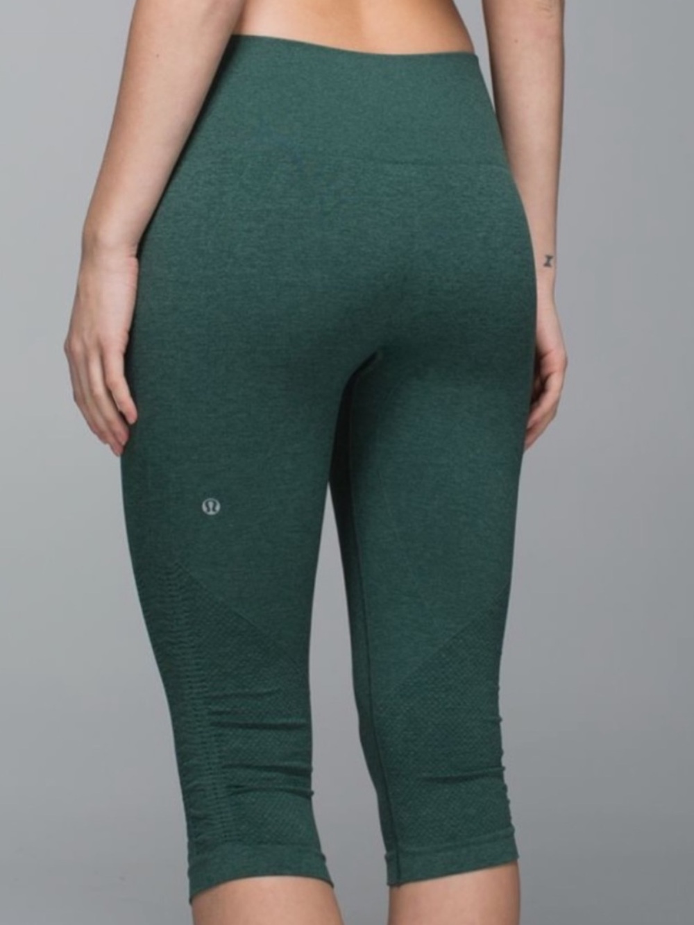 lululemon athletica Dark Green Ruched In The Flow Crop II Leggings